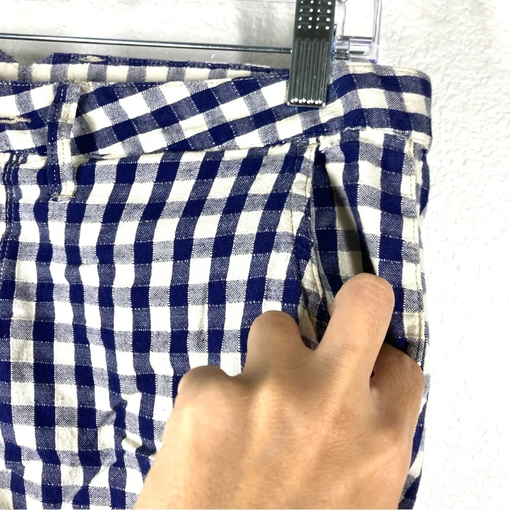 Lucky Brand Shorts Dispatcher Gingham 29 Navy Cotton Linen - Picture 8 of 16